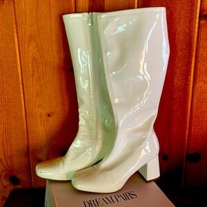 White Gogo Boots, Size 9 High Knee Boots